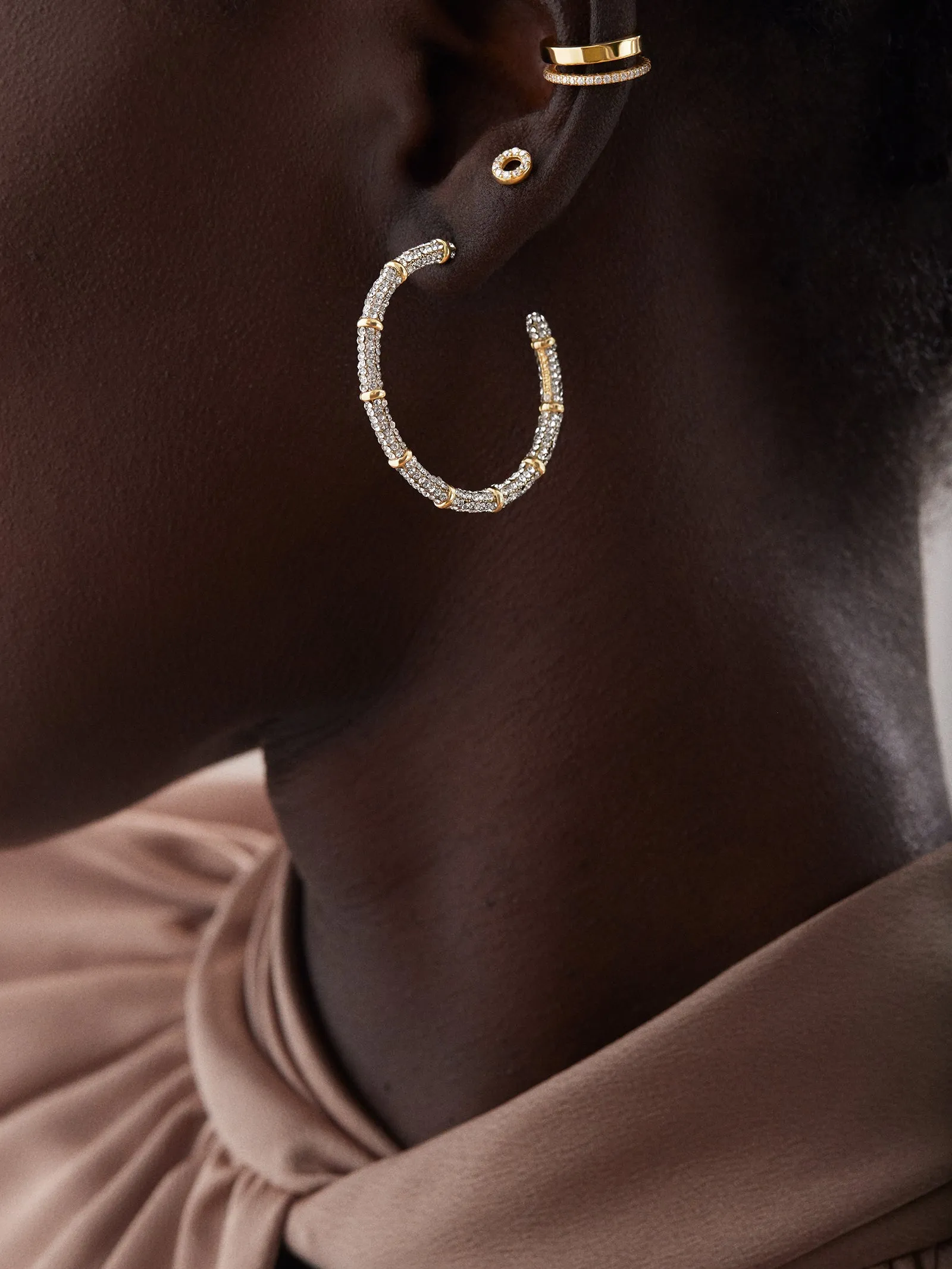Clarissa Earrings - Gold/Pavé sold by BaubleBar product image thumbnail 2