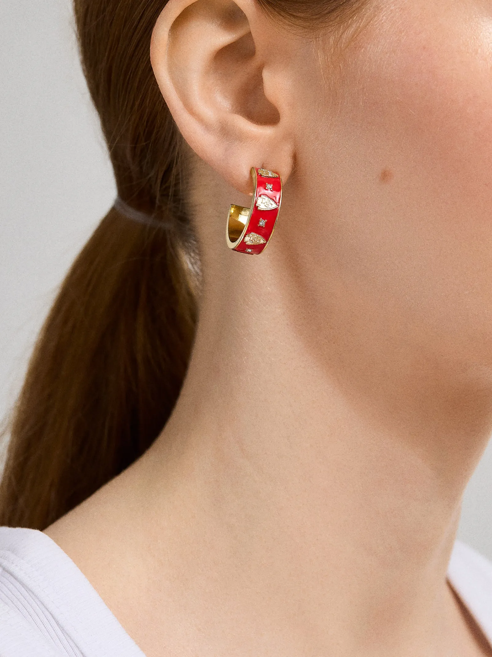WEAR By Erin Andrews x BaubleBar Enamel Hoop Earrings - Kansas City Chiefs sold by BaubleBar product image thumbnail 2
