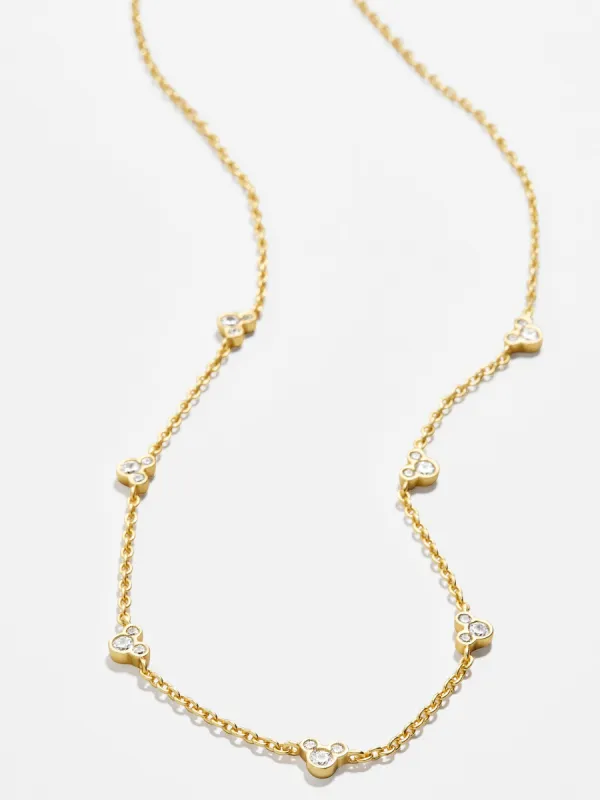 Mickey Mouse Outline 18K Gold Plated Sterling Silver Necklace - Gold/Pavé sold by BaubleBar