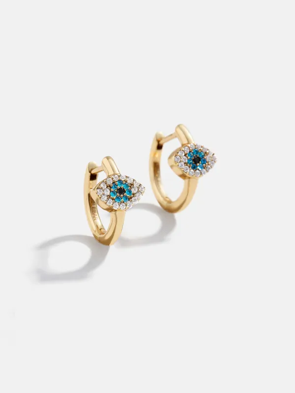 18K Gold Evil Eye Earrings - Pavé Evil Eye sold by BaubleBar