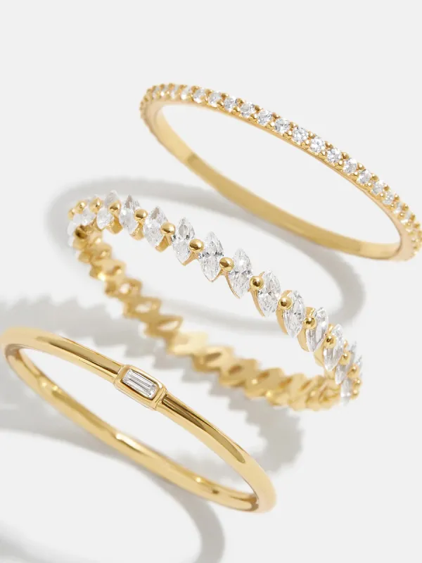 Molly 18K Gold Ring Set - Gold/Pavé sold by BaubleBar