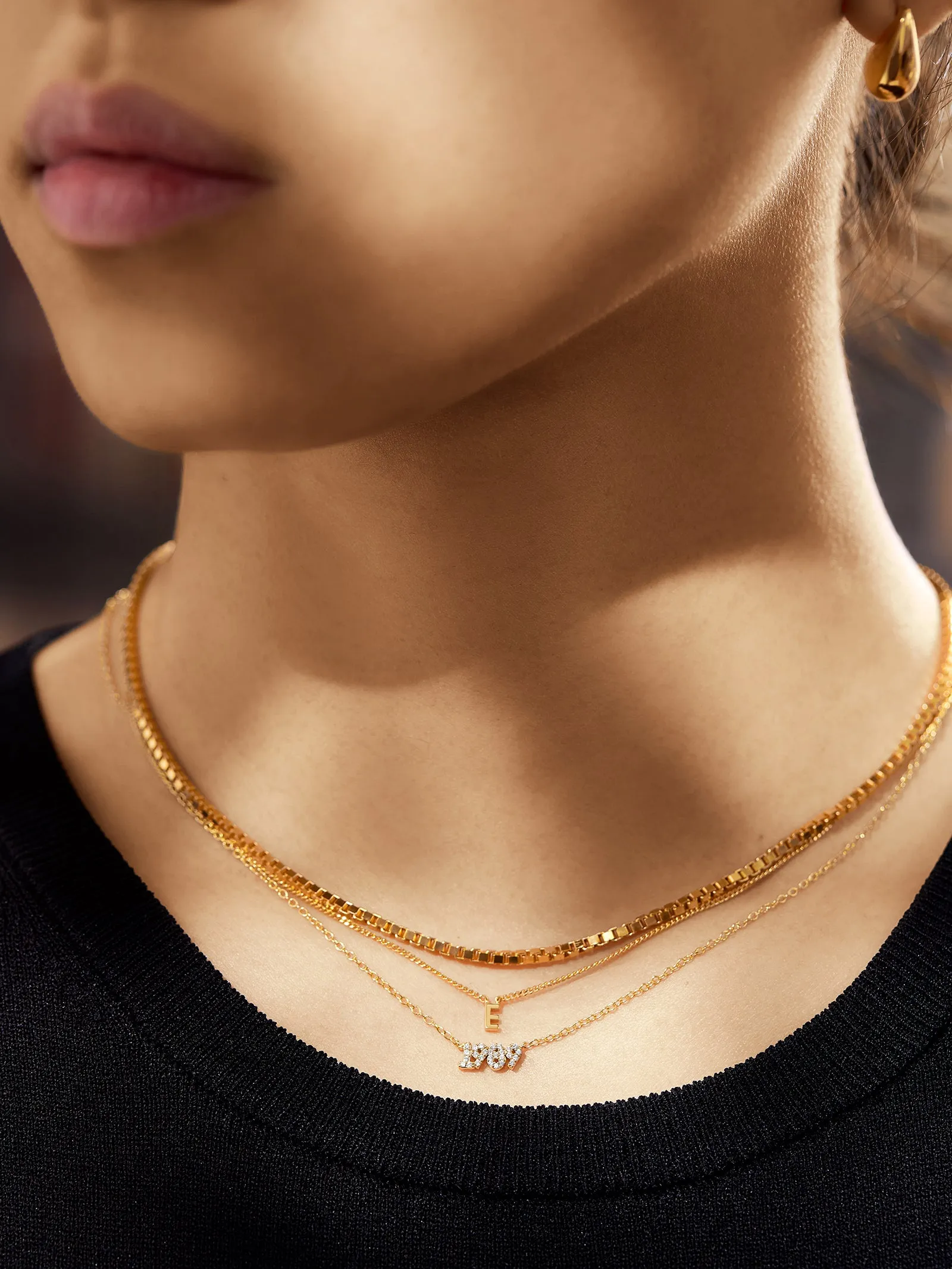 18K Gold Block Font Custom Number Necklace - Block Font Numbers sold by BaubleBar product image thumbnail 5