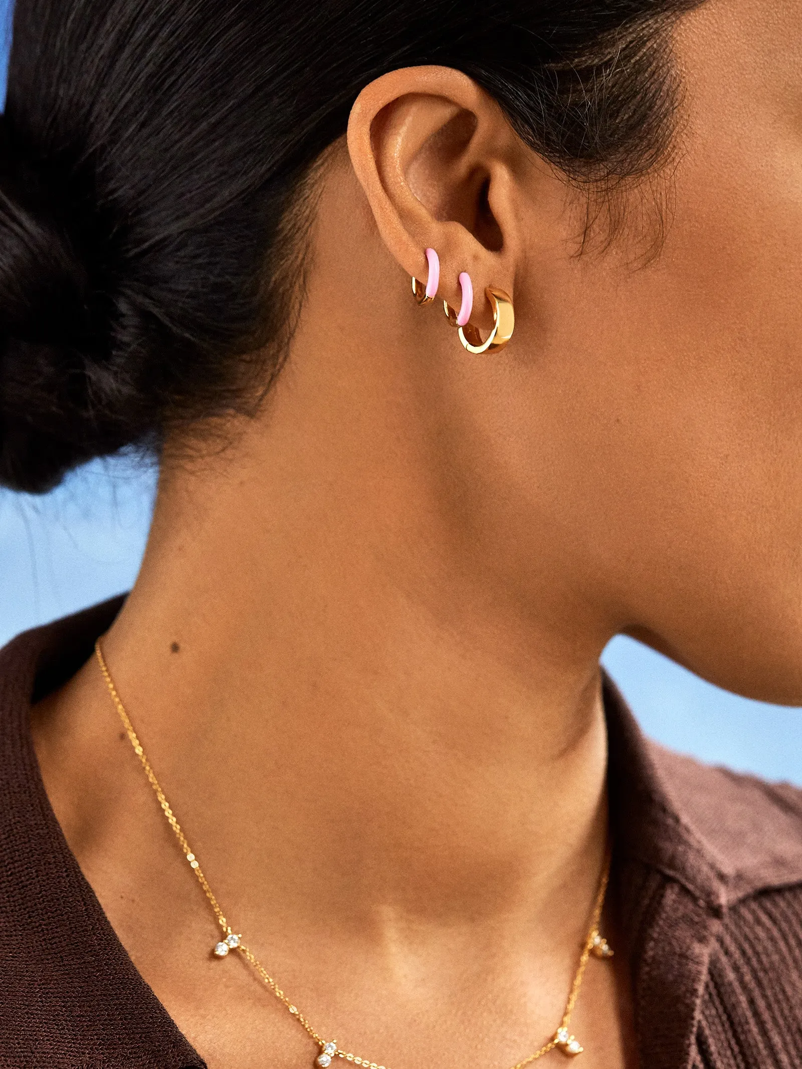 Sage 18K Gold Huggie Earrings sold by BaubleBar product image thumbnail 5