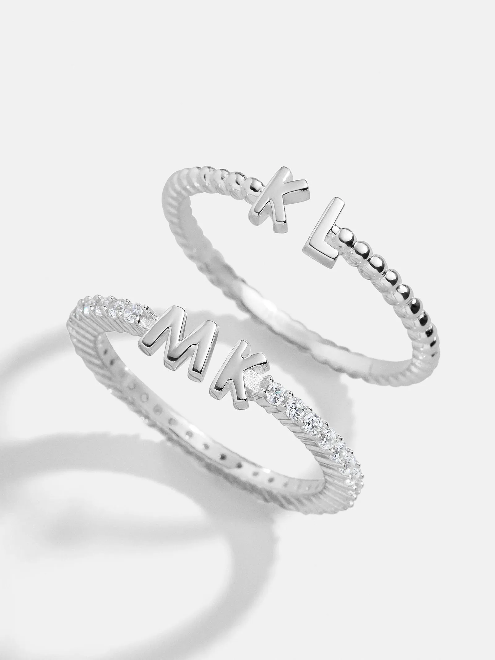 Sterling Silver Custom Initial Ring - Silver sold by BaubleBar