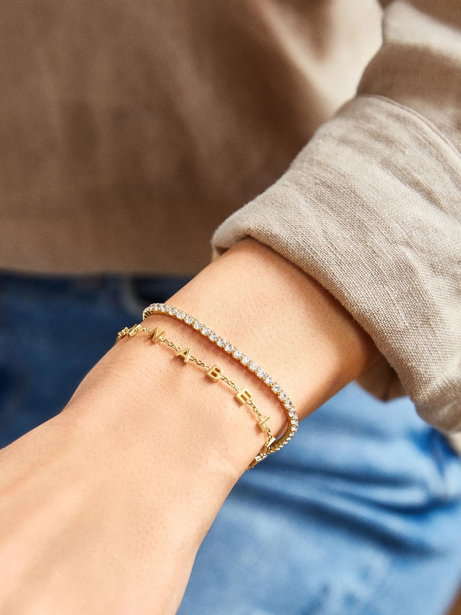 Mini 18K Gold Custom Spaced Letter Name Bracelet - 18K Gold sold by BaubleBar product image thumbnail 2