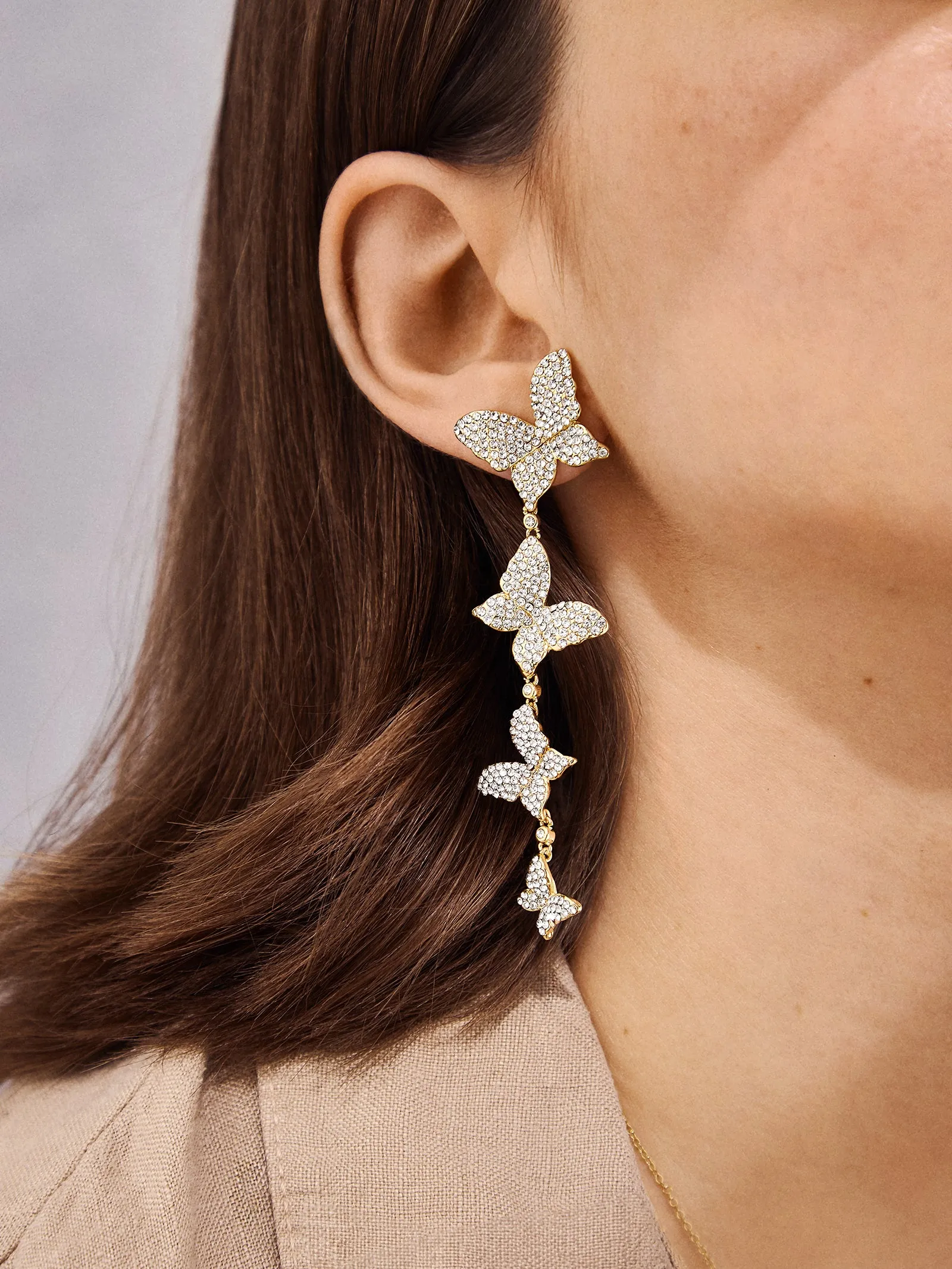 Free As Can Be Earrings - Clear/Gold sold by BaubleBar product image thumbnail 2