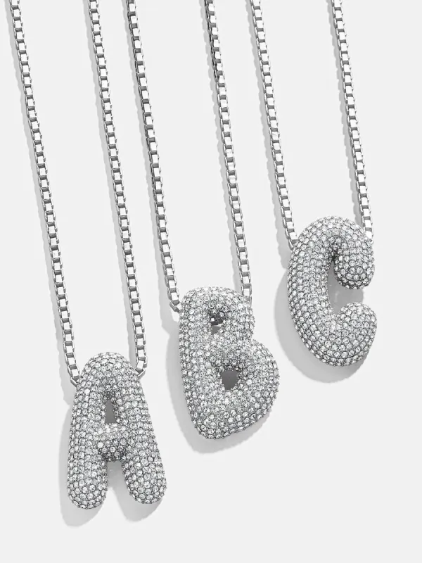 Pavé Bubble Initial Necklace - Pavé/Silver sold by BaubleBar