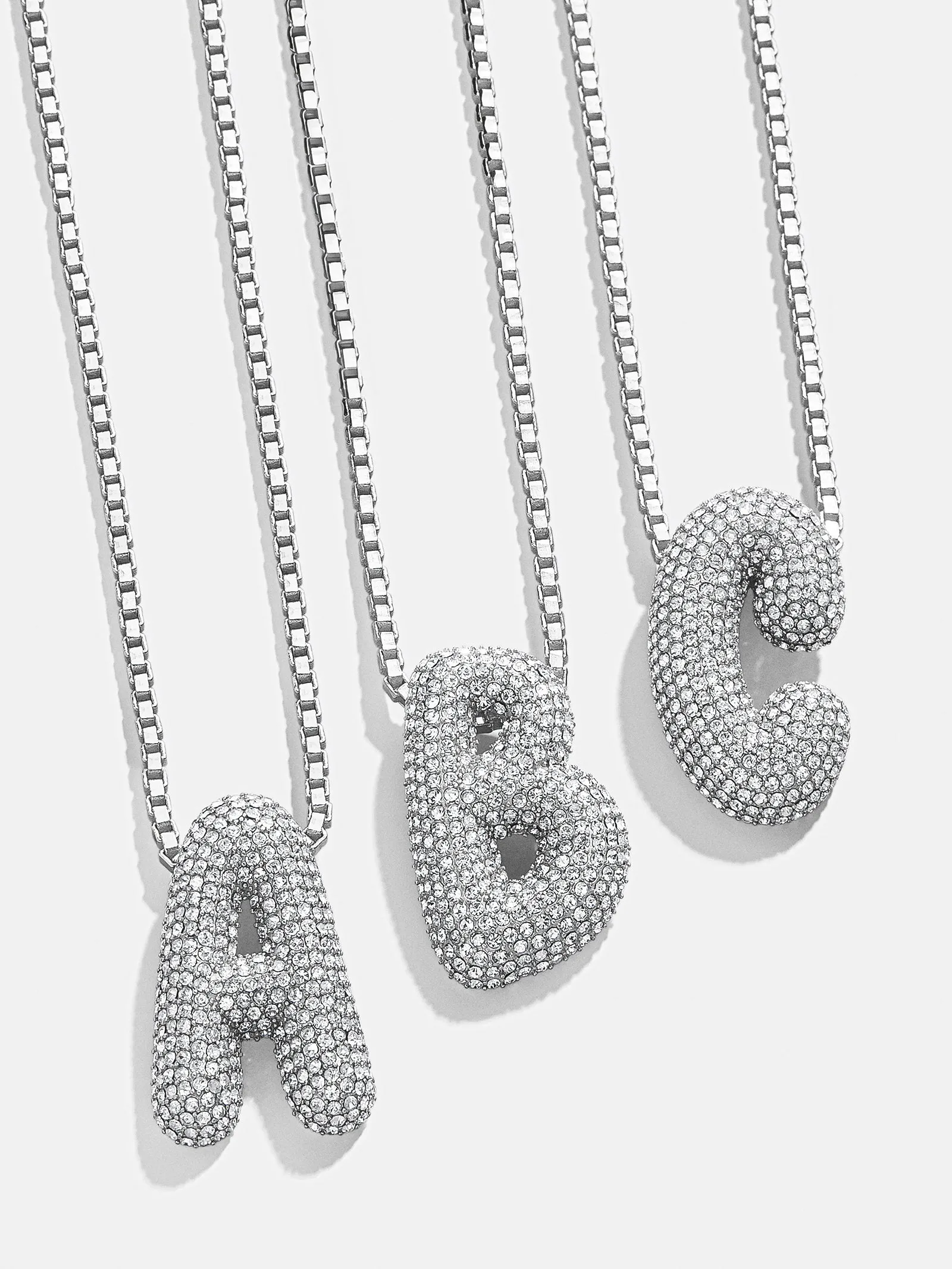Pavé Bubble Initial Necklace - Pavé/Silver sold by BaubleBar