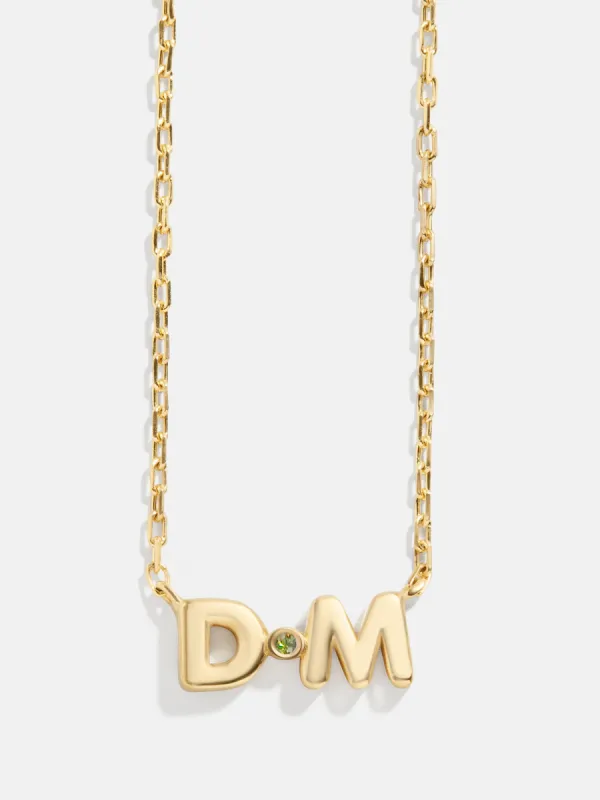 18K Gold Vermeil Double Initial Birthstone Custom Necklace - Peridot sold by BaubleBar