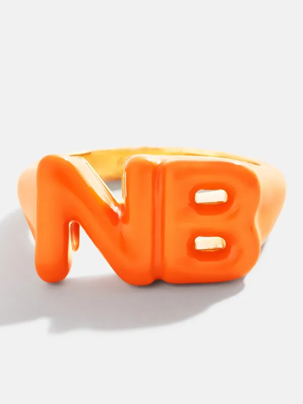 Double Initial Custom Block Ring - Orange sold by BaubleBar