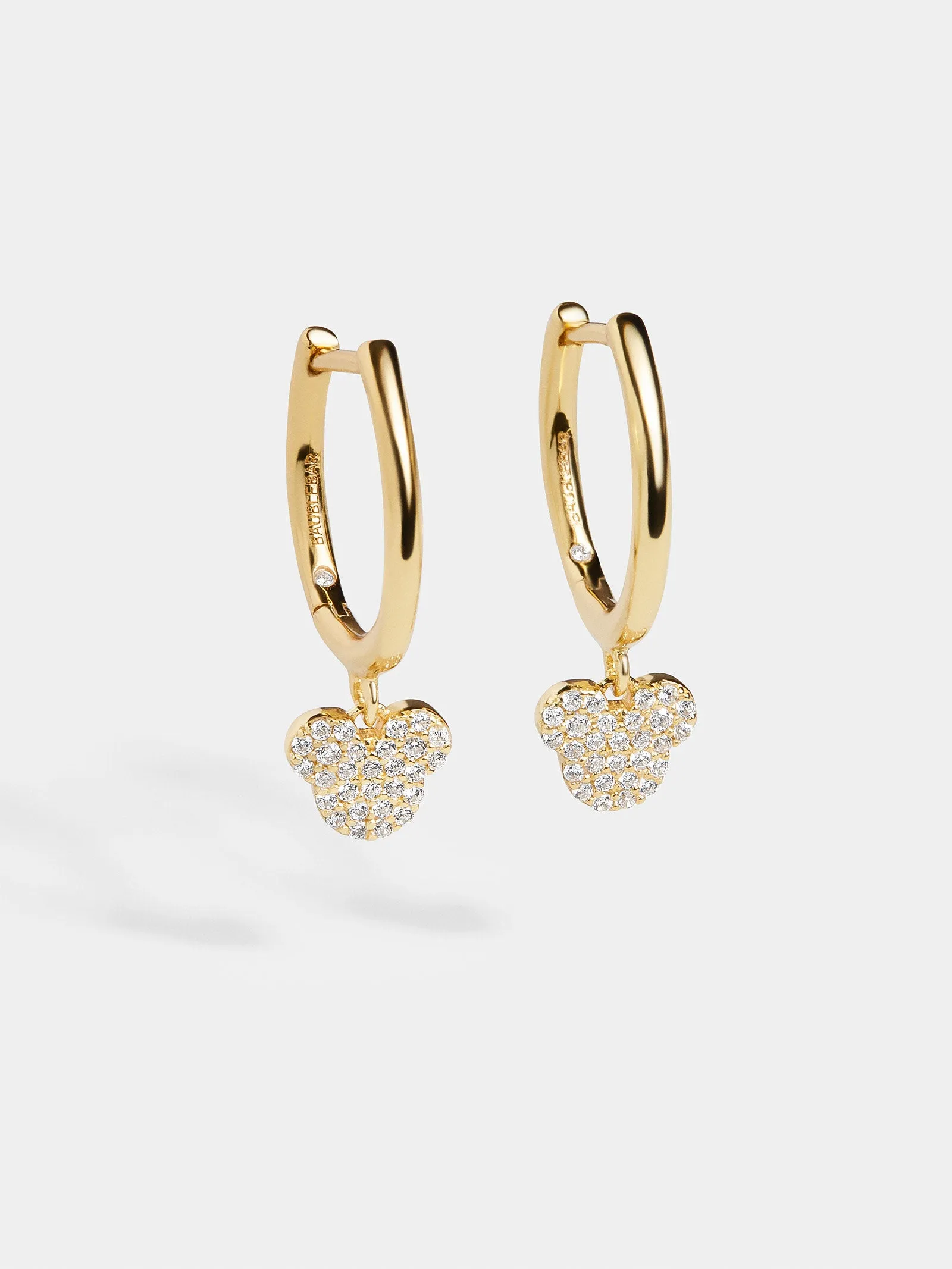 Mickey Mouse Disney 18K Gold Plated Sterling Silver Huggie Charm Earrings - Mickey Mouse sold by BaubleBar