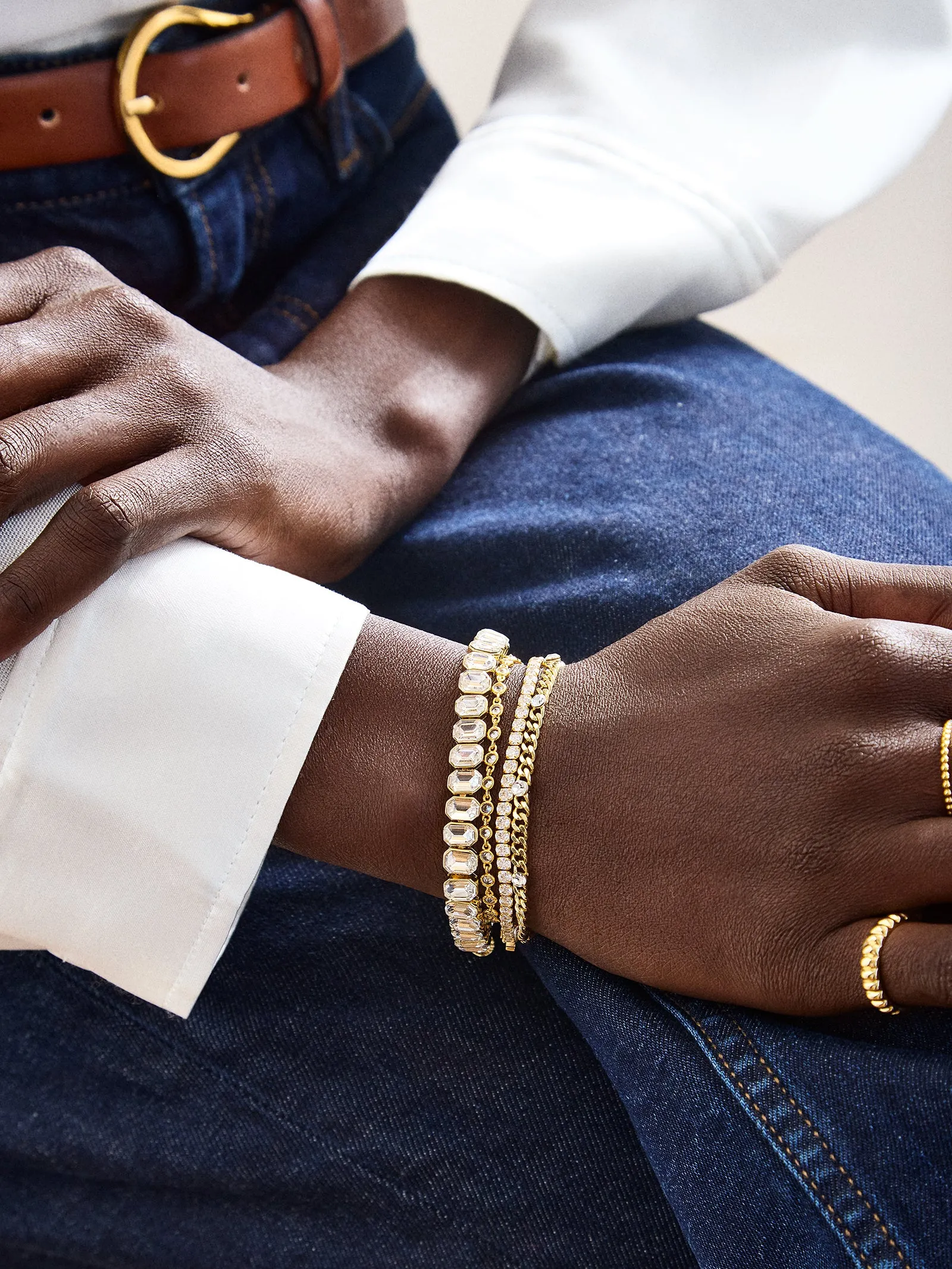 Julie Tennis Bracelet - Gold/Pavé sold by BaubleBar product image thumbnail 2