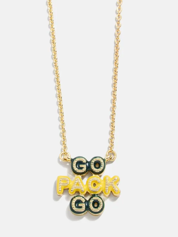 WEAR By Erin Andrews x BaubleBar Enamel Slogan Necklace - Green Bay Packers sold by BaubleBar