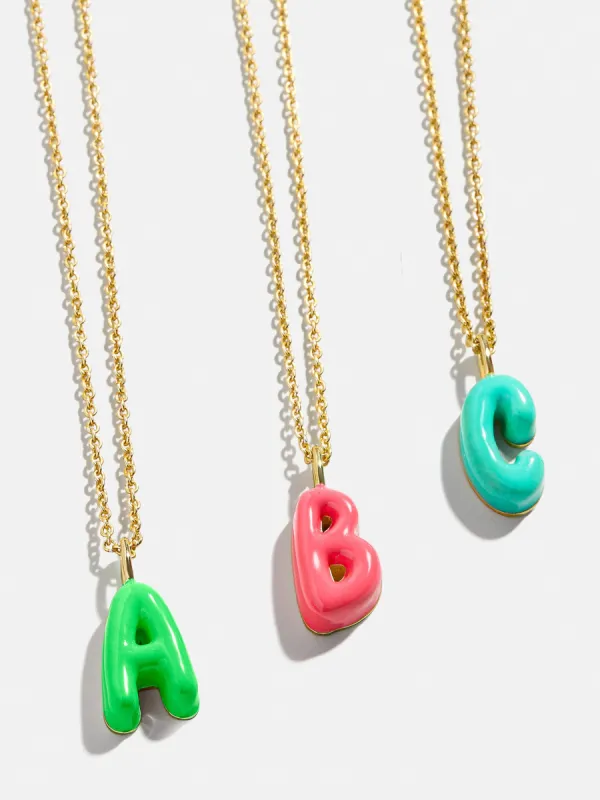 Mini Bubble Initial Enamel Necklace - Turquoise sold by BaubleBar