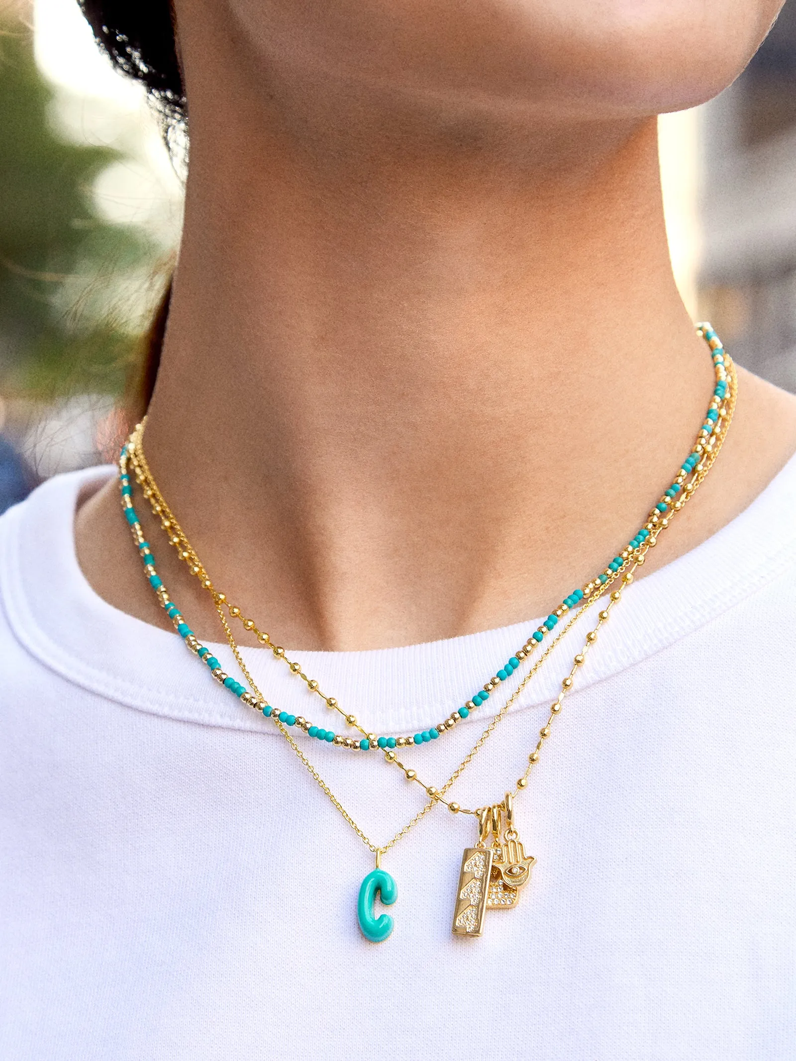 Mini Bubble Initial Enamel Necklace - Turquoise sold by BaubleBar product image thumbnail 2