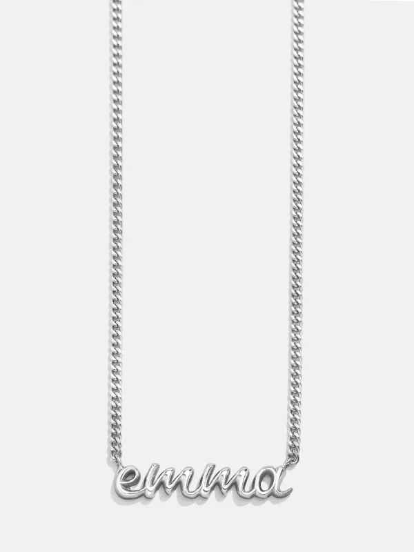 Curb Chain Custom Nameplate Necklace - Silver sold by BaubleBar