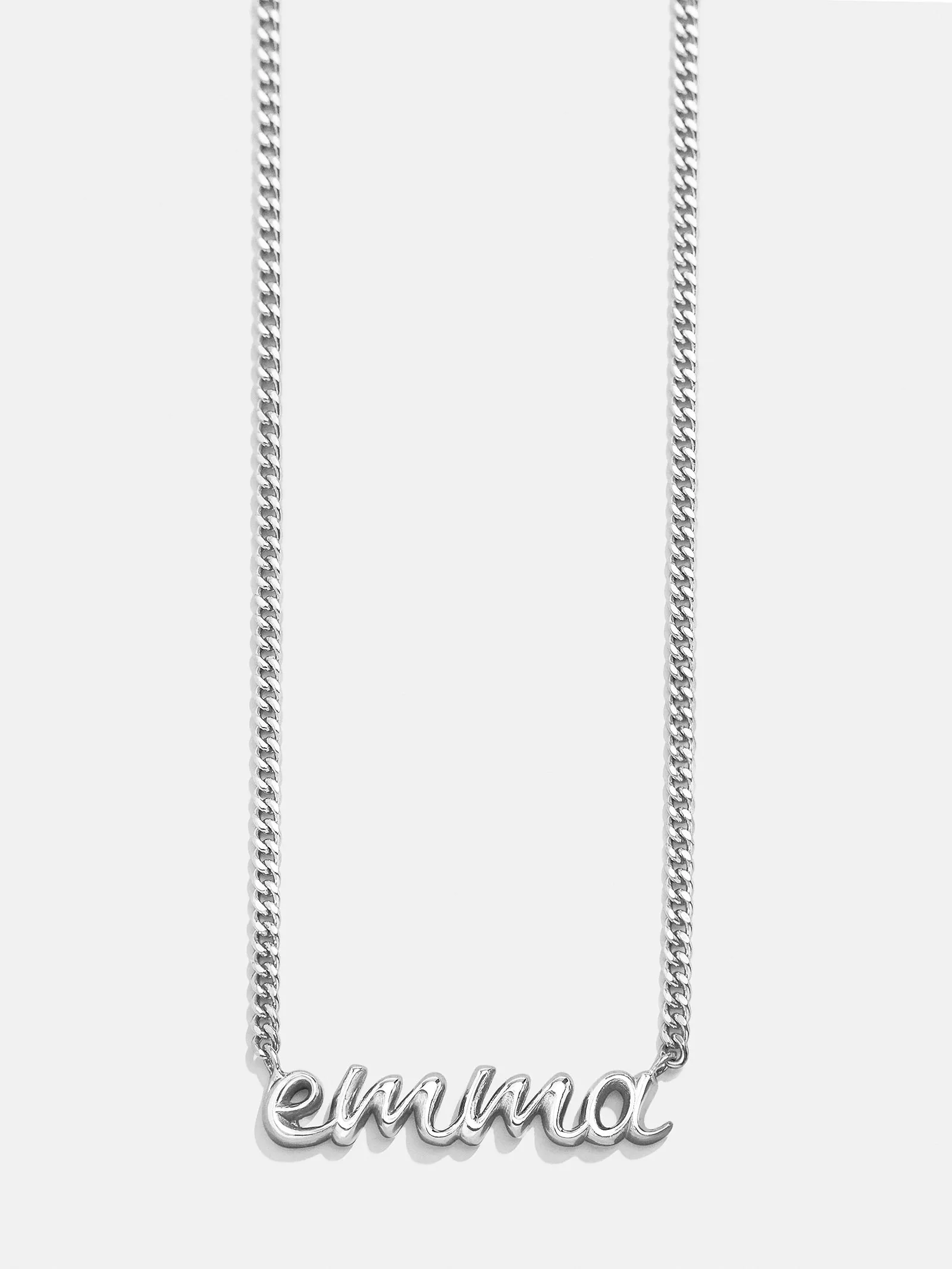 Curb Chain Custom Nameplate Necklace - Silver sold by BaubleBar