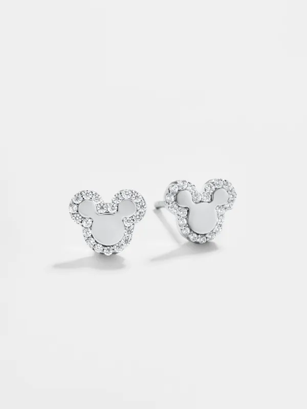 Mickey Mouse Disney Sterling Silver Earrings - Silver/Pavé sold by BaubleBar