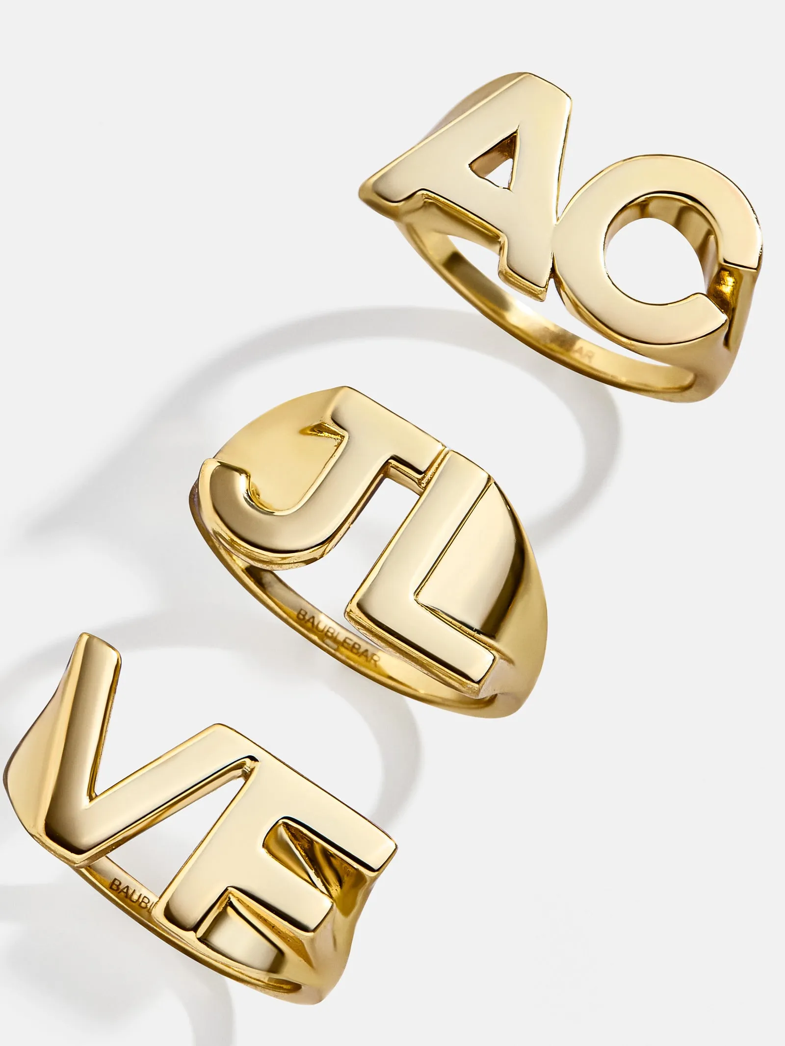 18K Gold Double Custom Initial Block Ring - 18K Gold sold by BaubleBar