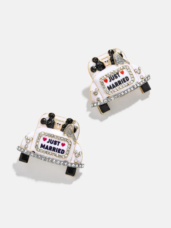 Mickey Mouse & Minnie Mouse Disney Just Married Earrings - White sold by BaubleBar