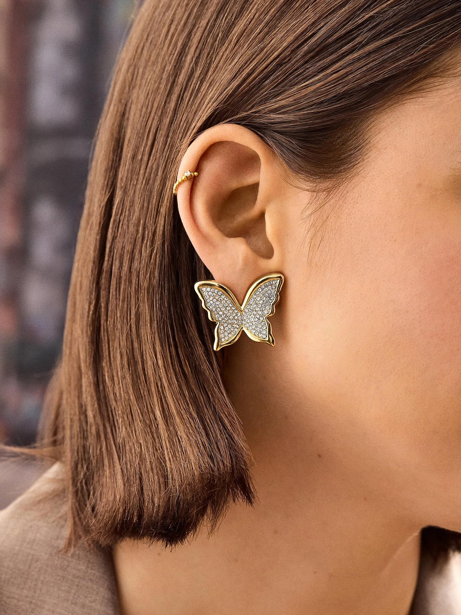 On the Fly Earrings - Gold/Pavé sold by BaubleBar product image thumbnail 2