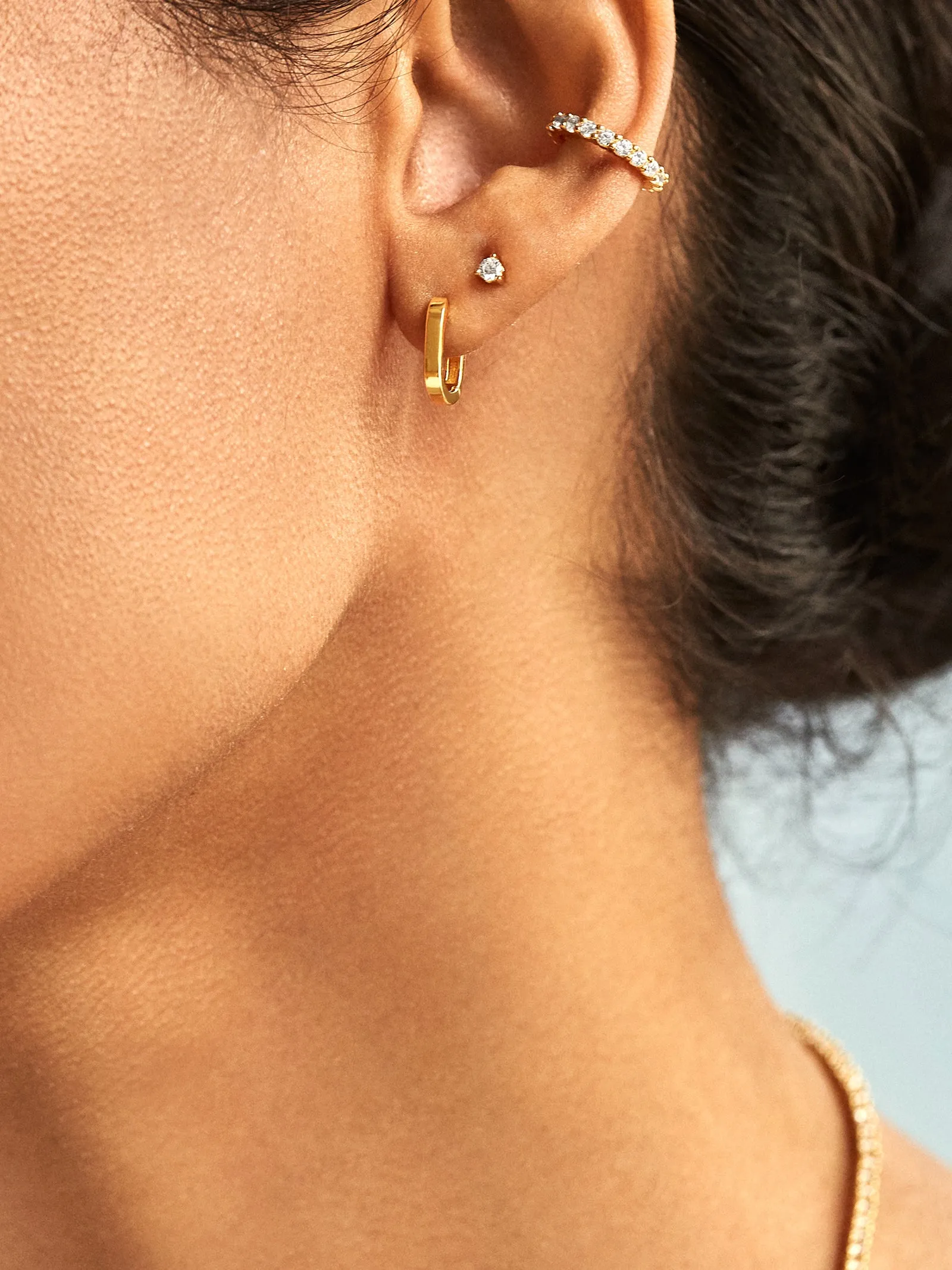 Lilith 18K Gold Earring Set - Gold/Pavé sold by BaubleBar product image thumbnail 2