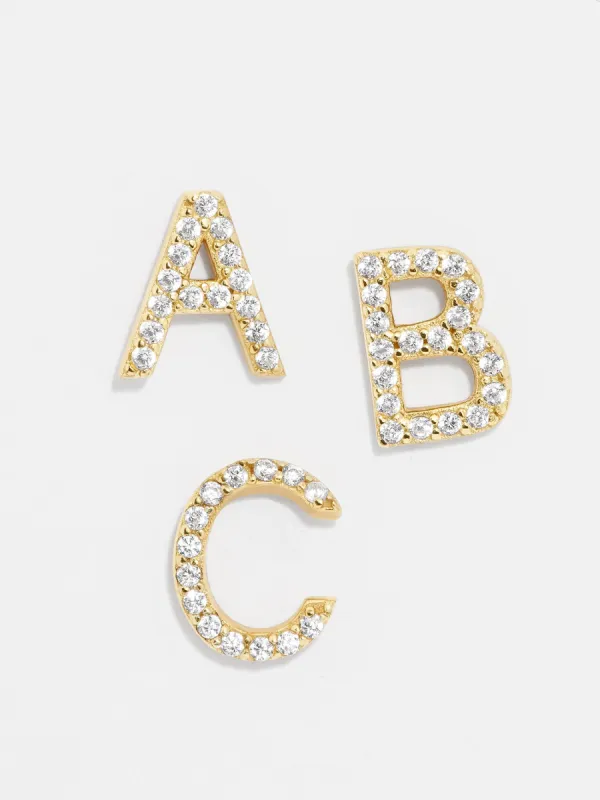 Single 18K Gold Initial Earring - Gold/Pavé sold by BaubleBar