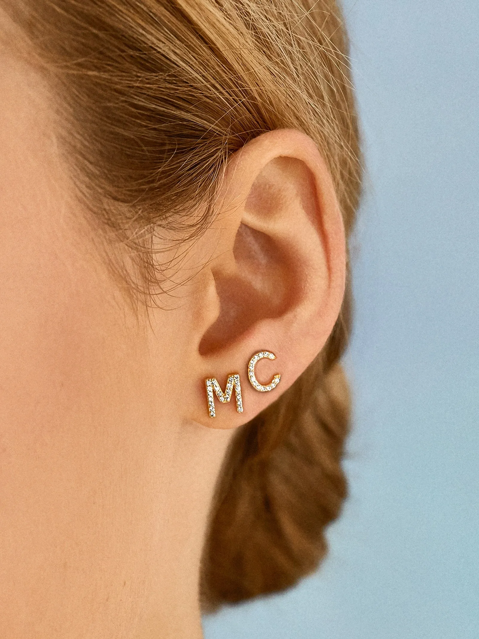Single 18K Gold Initial Earring - Gold/Pavé sold by BaubleBar product image thumbnail 2