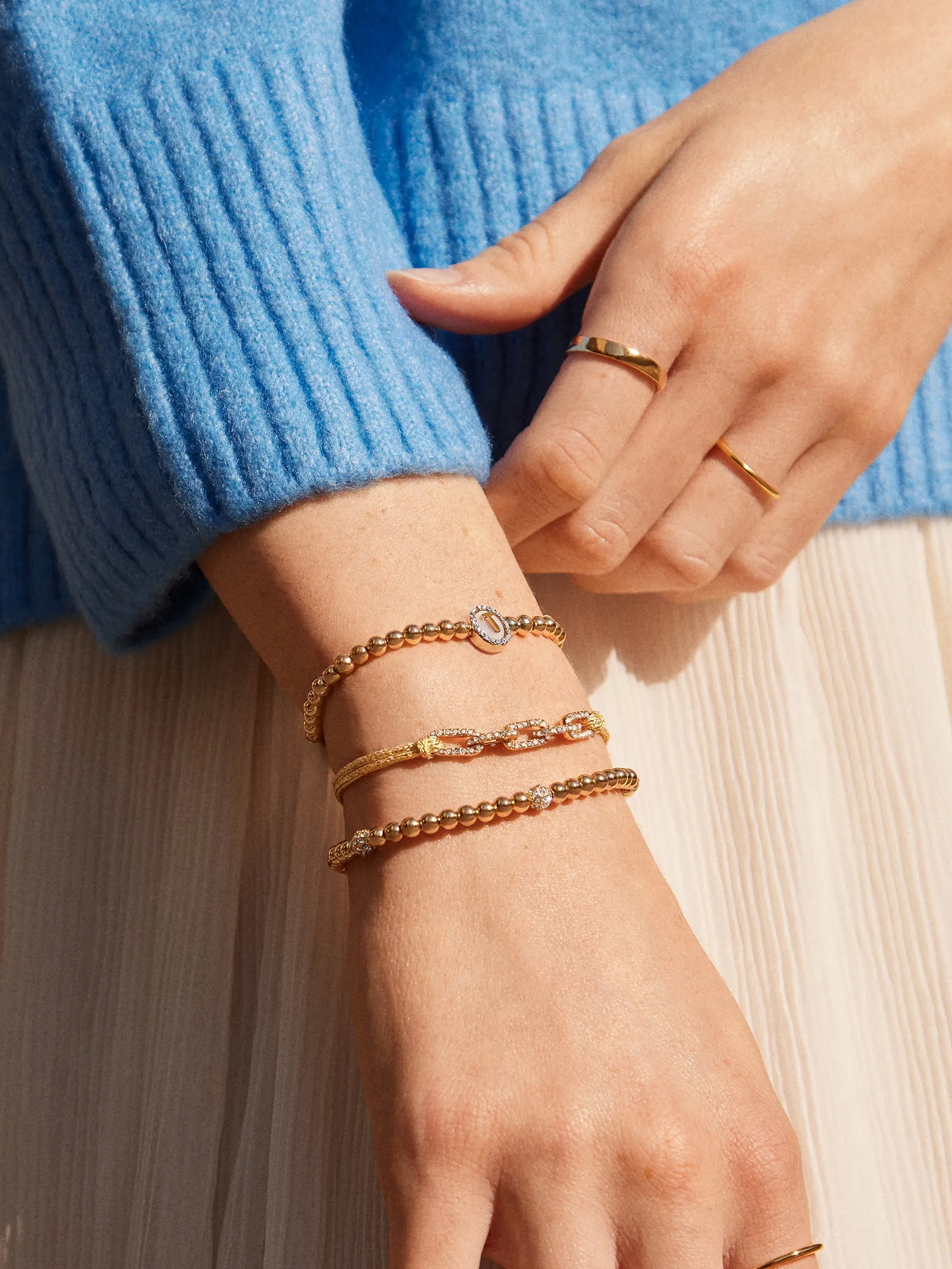 Mother of Pearl Initial Pisa Bracelet - Mother Of Pearl sold by BaubleBar product image thumbnail 2