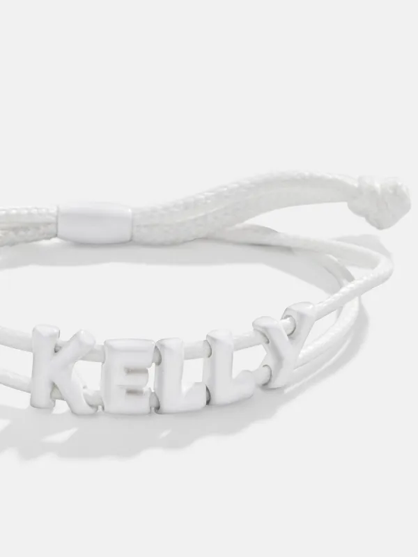Say It All Custom Slider Cord Bracelet - White sold by BaubleBar