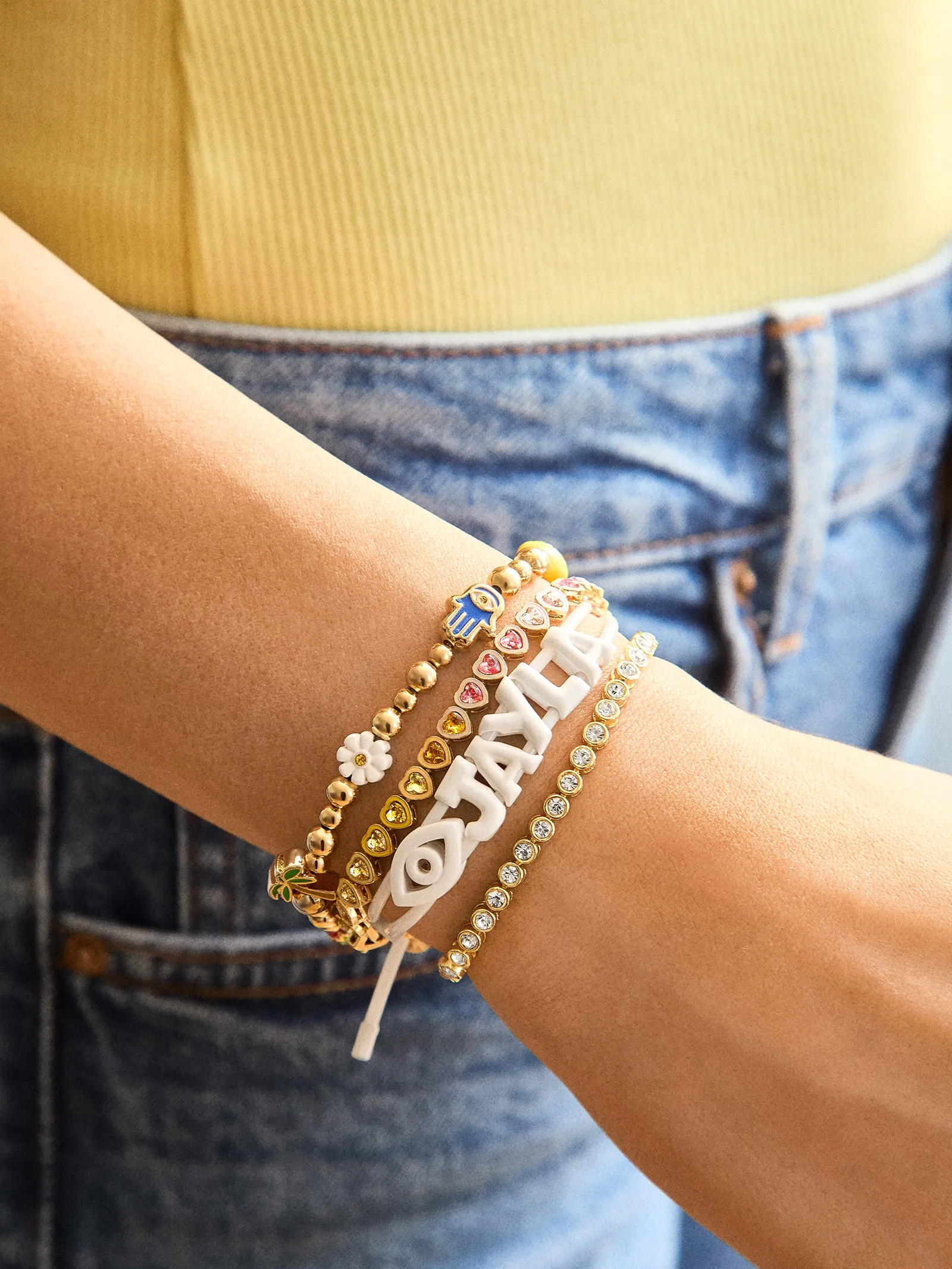 Say It All Custom Slider Cord Bracelet - White sold by BaubleBar product image thumbnail 2