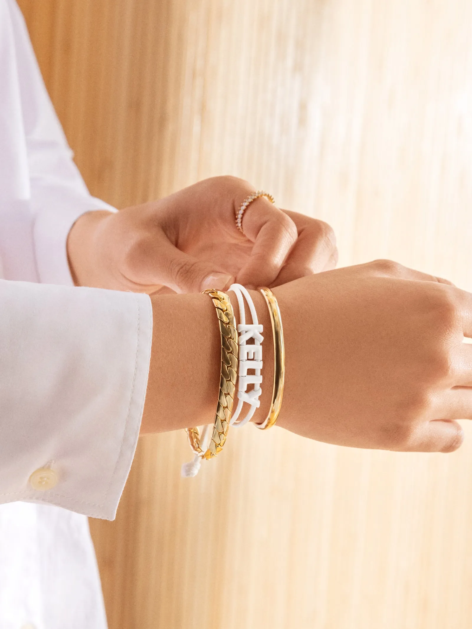 Say It All Custom Slider Cord Bracelet - White sold by BaubleBar product image thumbnail 3