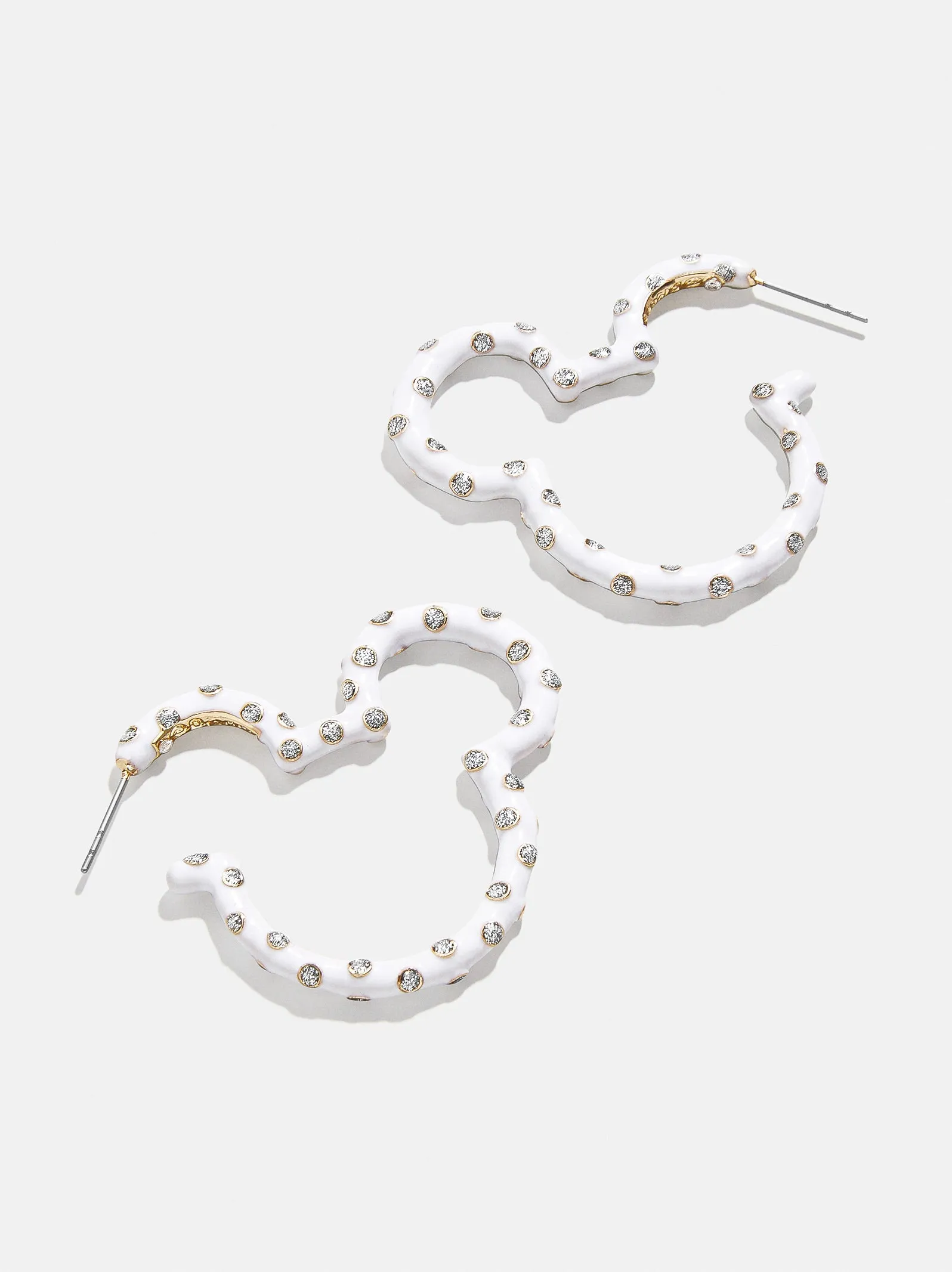 Mickey Mouse Disney Crystal Enamel Outline Hoop Earrings - White sold by BaubleBar