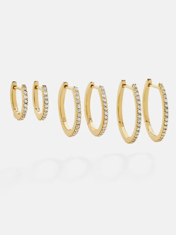 Niata 18K Gold Earring Set - 18K Gold. Pavé Cubic Zirconia Stones sold by BaubleBar