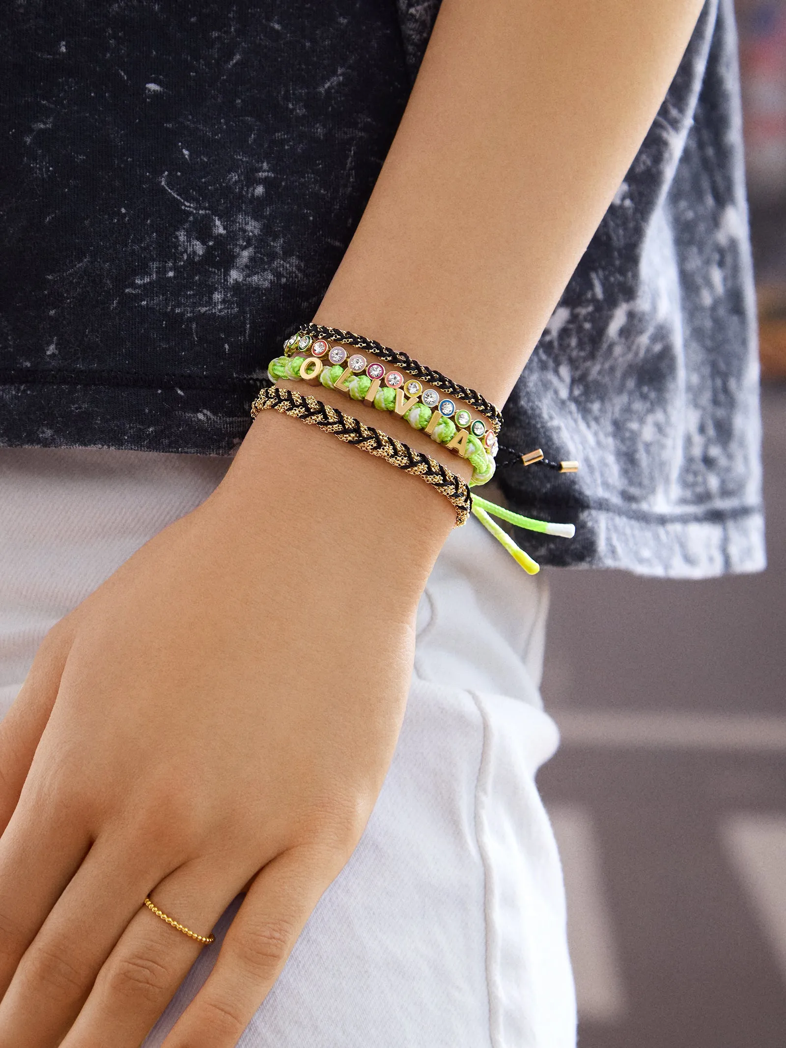 Paracord Waterproof Custom Nameplate Bracelet - Light Lime Green sold by BaubleBar product image thumbnail 2