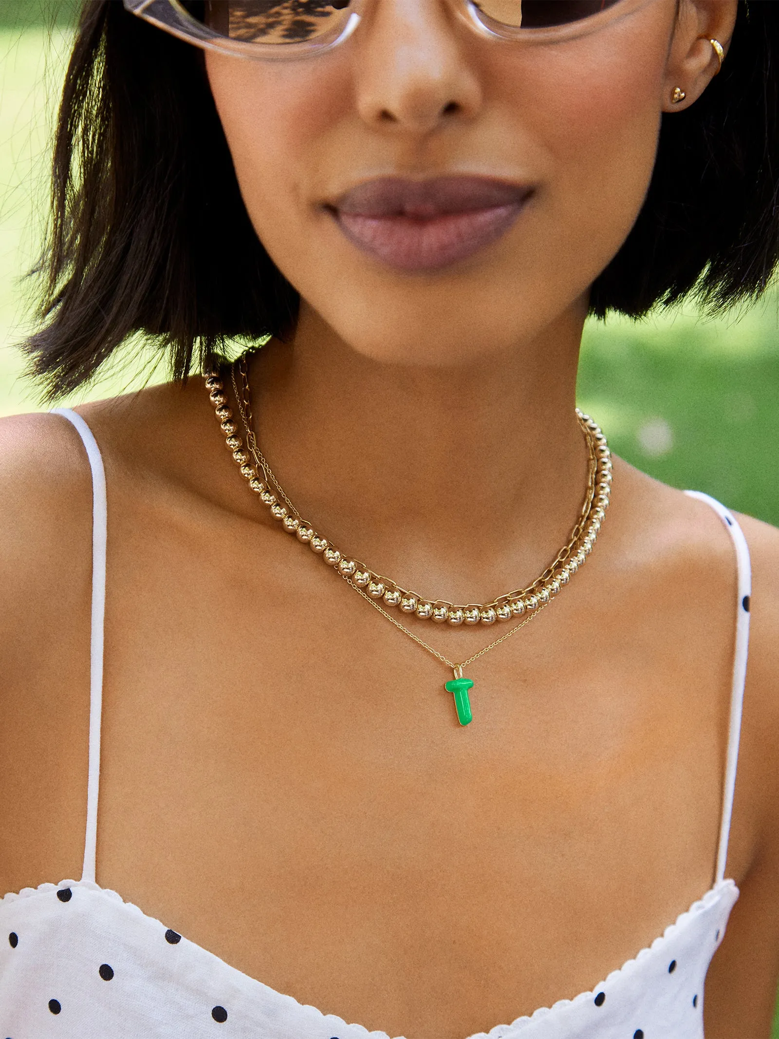 Mini Bubble Initial Enamel Necklace - Bright Green sold by BaubleBar product image thumbnail 2