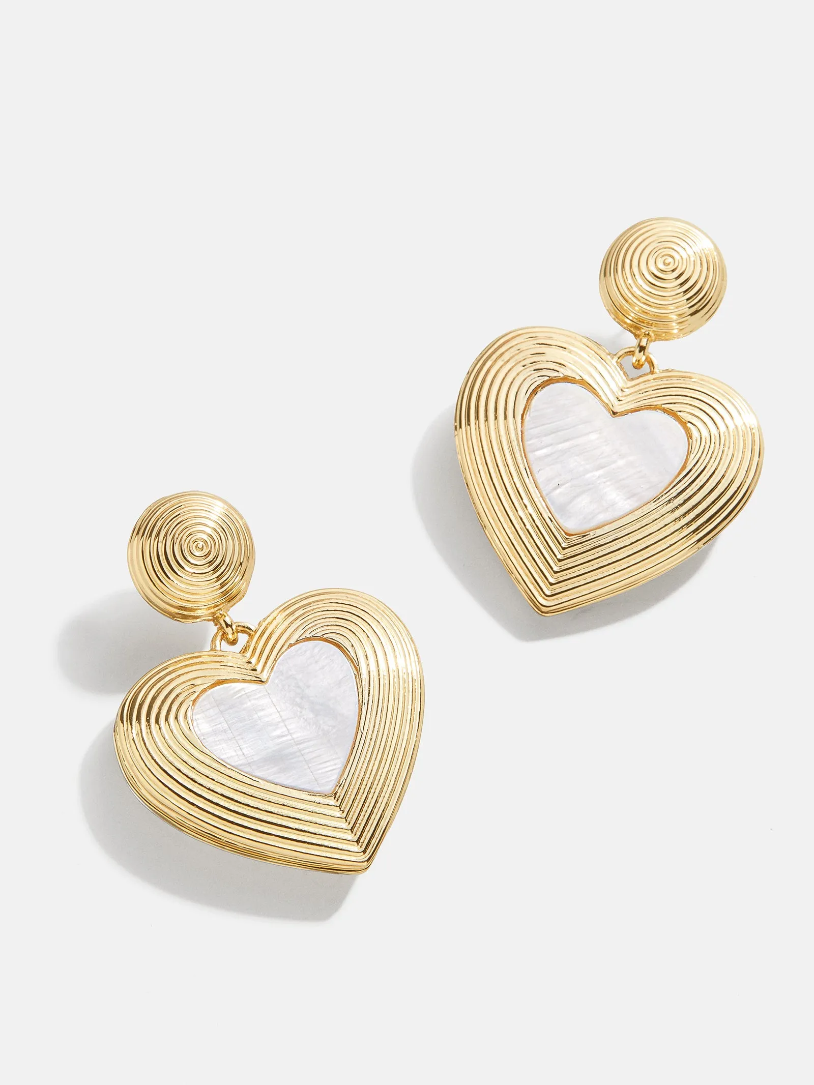 Haley Earrings - Gold Ribbed Heart sold by BaubleBar