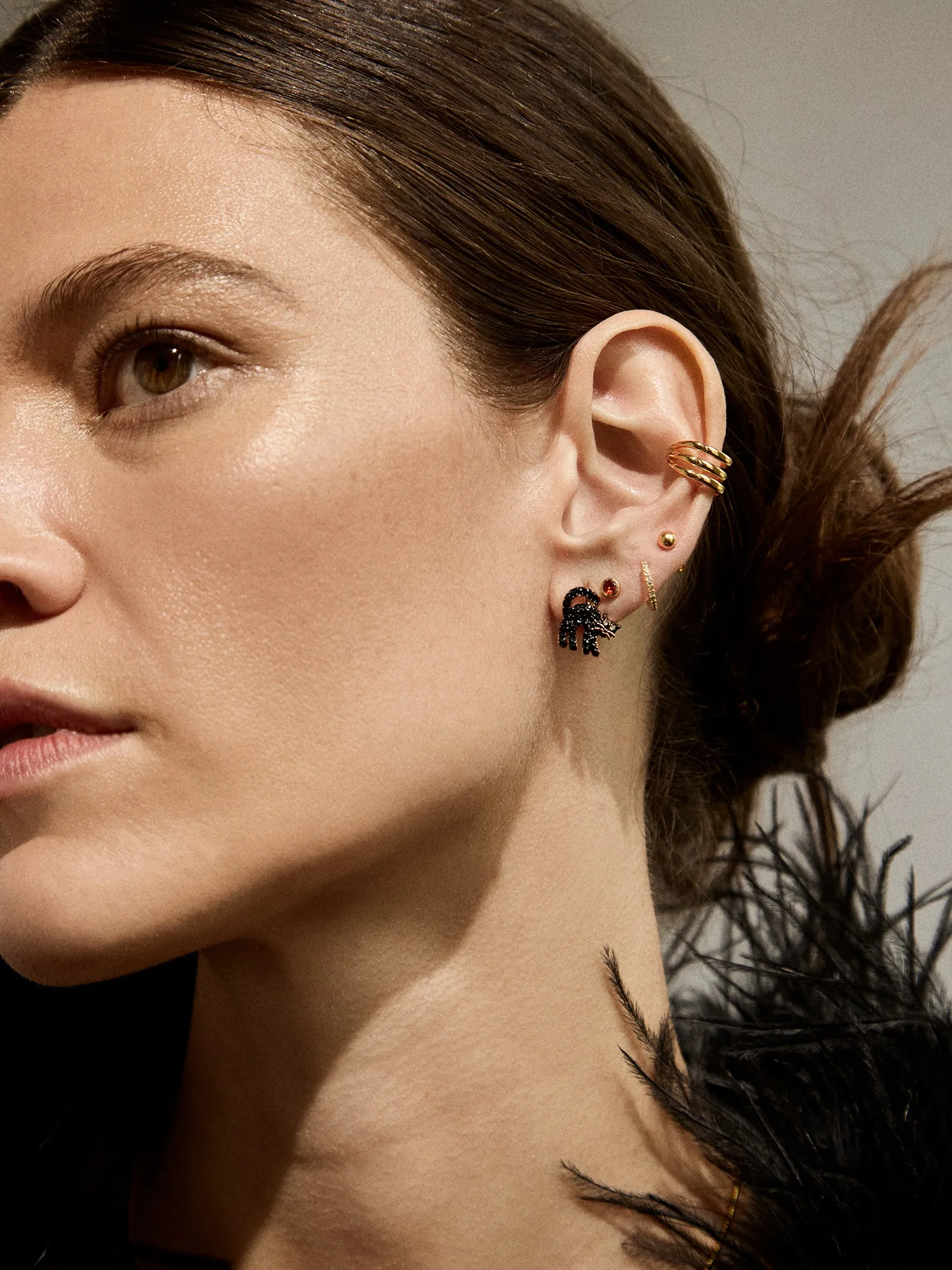 Halloween Delicate Stud Earrings - Black Cat sold by BaubleBar product image thumbnail 2