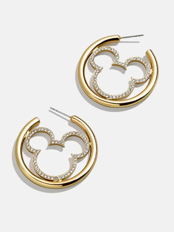 Mickey Mouse Disney Pavé Hoop Earrings - Gold/Pavé sold by BaubleBar