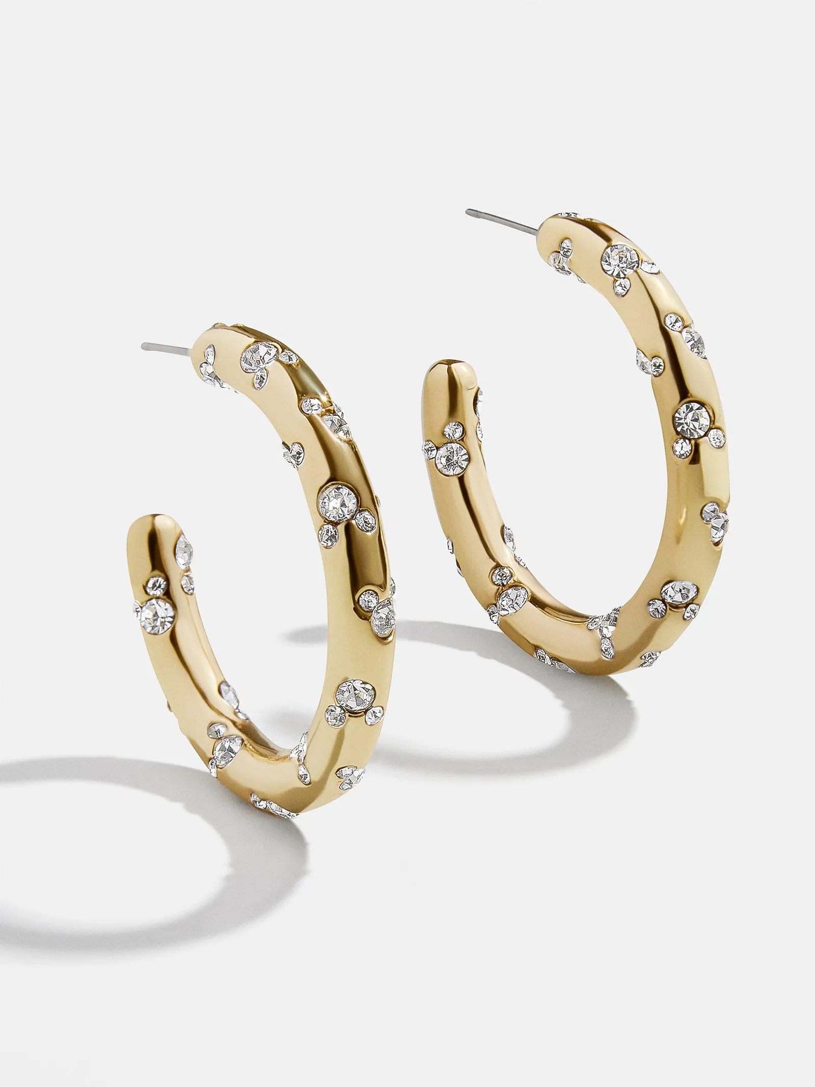 Mickey Mouse Disney Gold Hoop Earrings - Gold/Pavé sold by BaubleBar