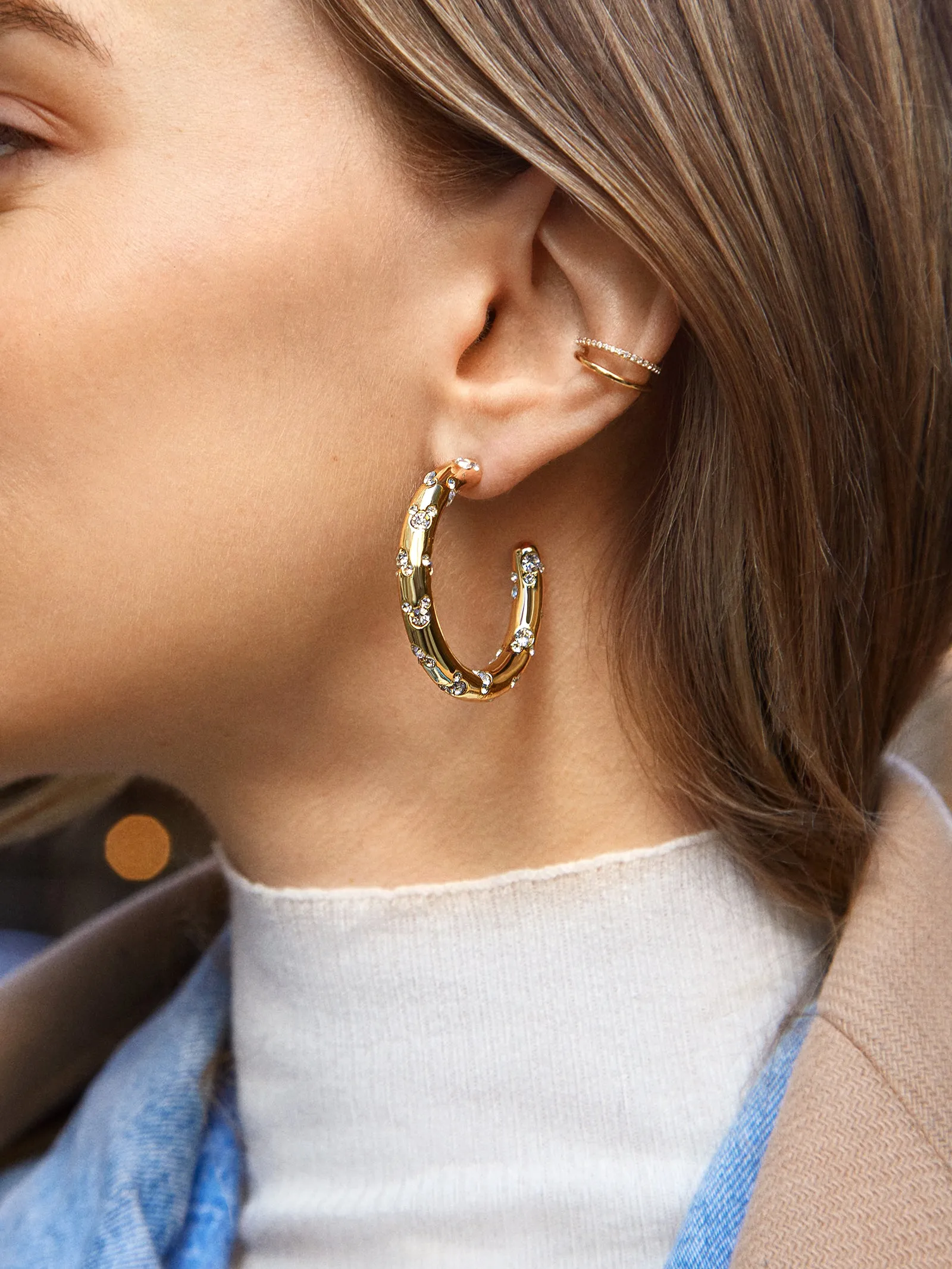 Mickey Mouse Disney Gold Hoop Earrings - Gold/Pavé sold by BaubleBar product image thumbnail 2