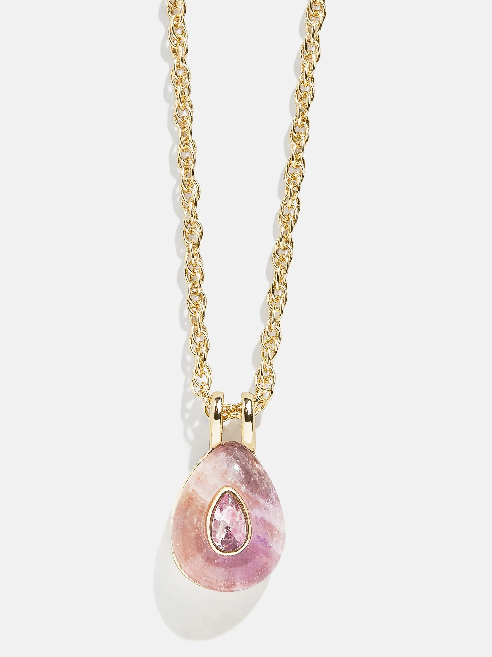 Semi-Precious Teardrop Birthstone Necklace - Light Amethyst sold by BaubleBar
