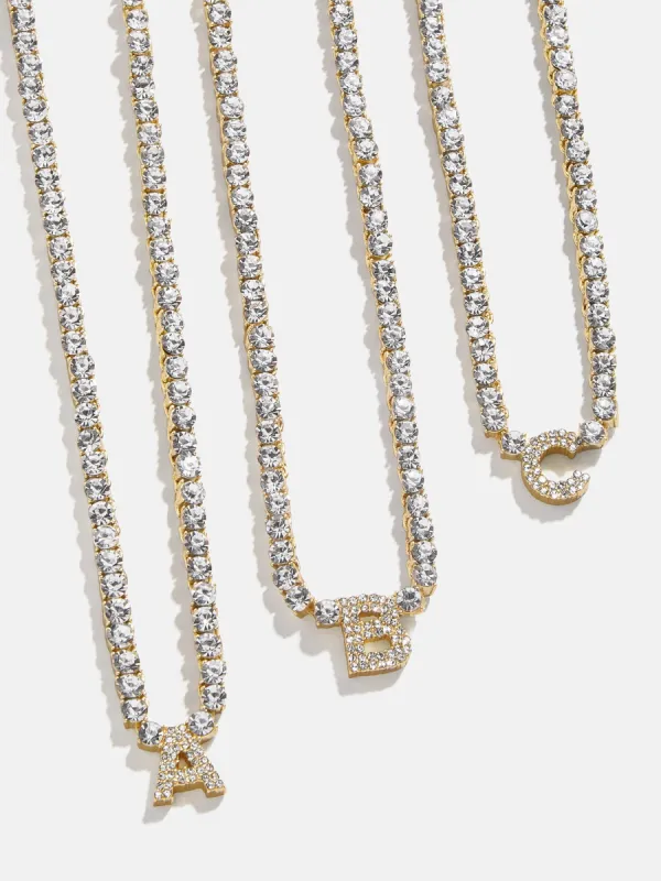 Initial Tennis Necklace - Gold/Pavé sold by BaubleBar