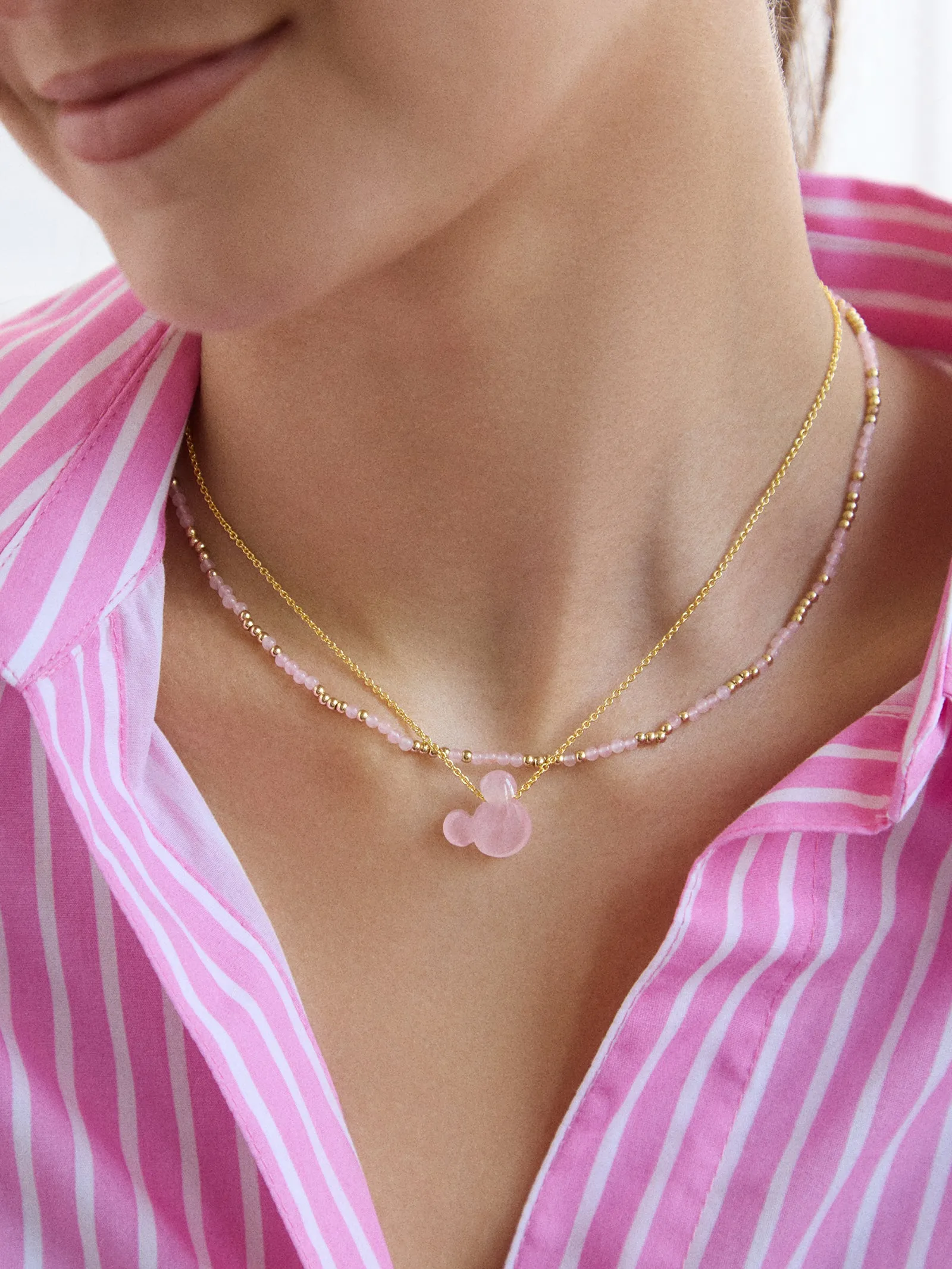 Mickey Mouse Disney Stone Pendant Necklace - Rose Quartz sold by BaubleBar product image thumbnail 2