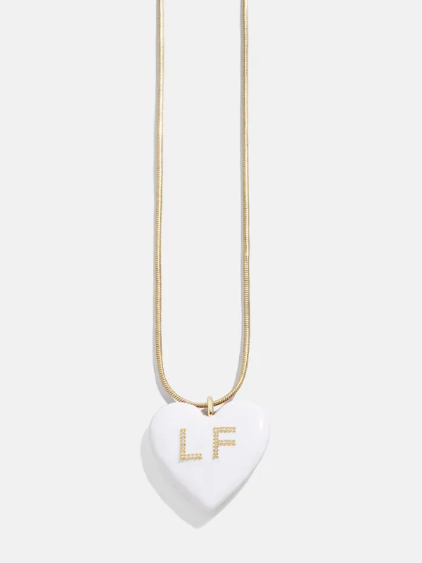 Millie Bubble Heart Custom Initial Necklace  - White sold by BaubleBar