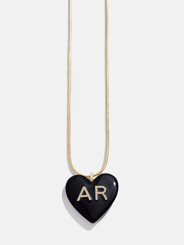 Millie Bubble Heart Custom Initial Necklace - Black sold by BaubleBar