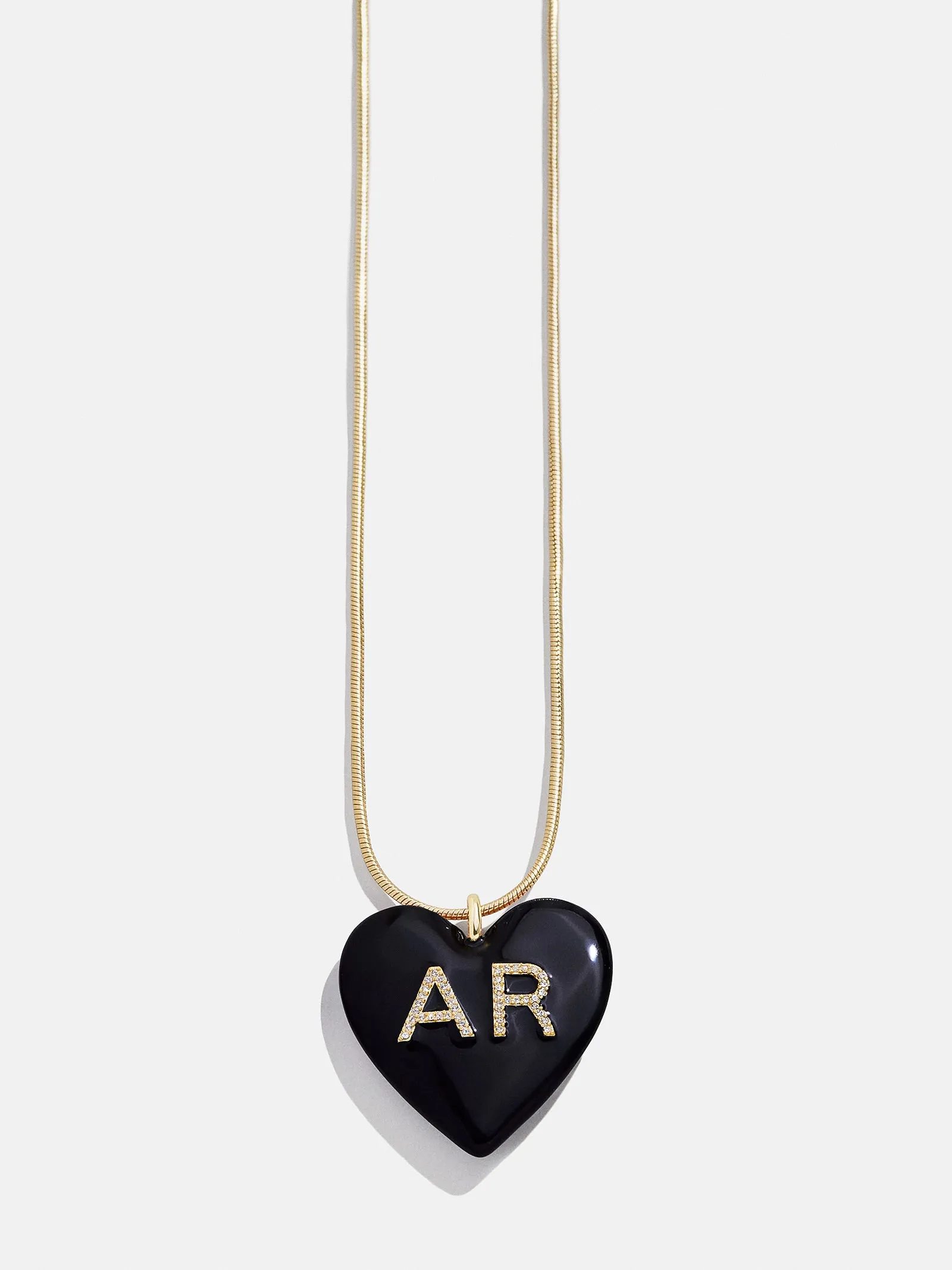 Millie Bubble Heart Custom Initial Necklace - Black sold by BaubleBar