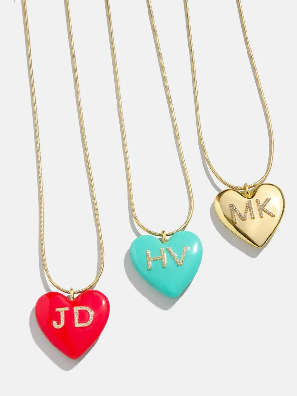 Mille Bubble Heart Custom Initial Necklace - Red sold by BaubleBar