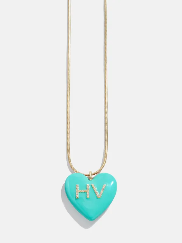 Millie Bubble Heart Custom Initial Necklace - Turquoise sold by BaubleBar