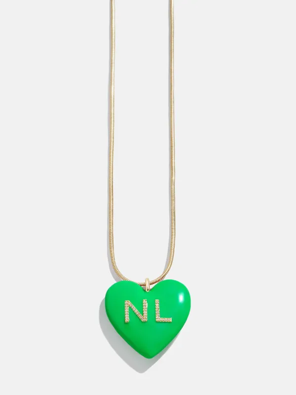 Millie Bubble Heart Custom Initial Necklace - Bright Green sold by BaubleBar